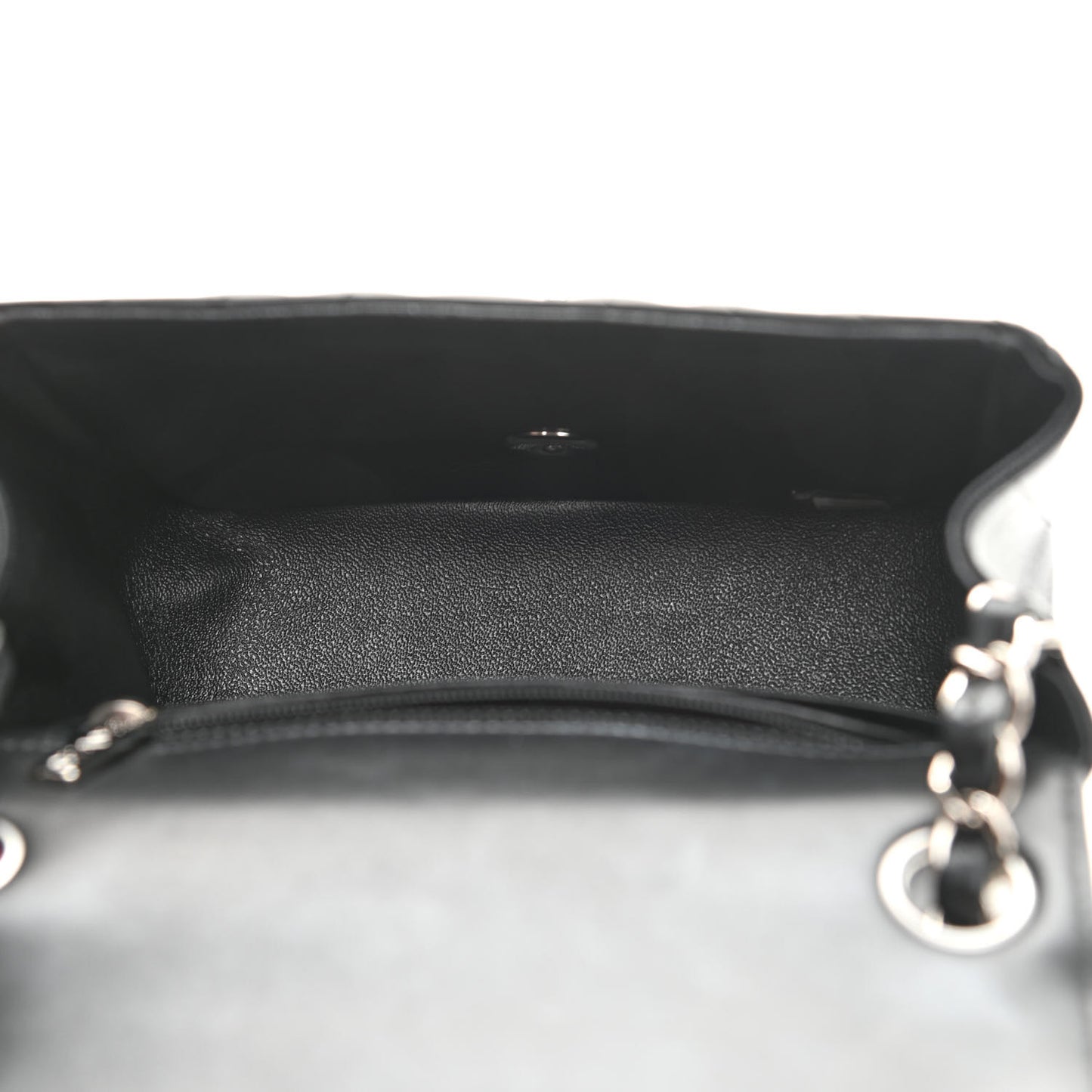 Lambskin Chevron Quilted Mini Square Flap Black