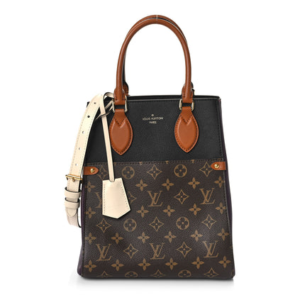 Louis Vuitton Calfskin Monogram Fold Tote MM Black Wine Cream 1 of 8