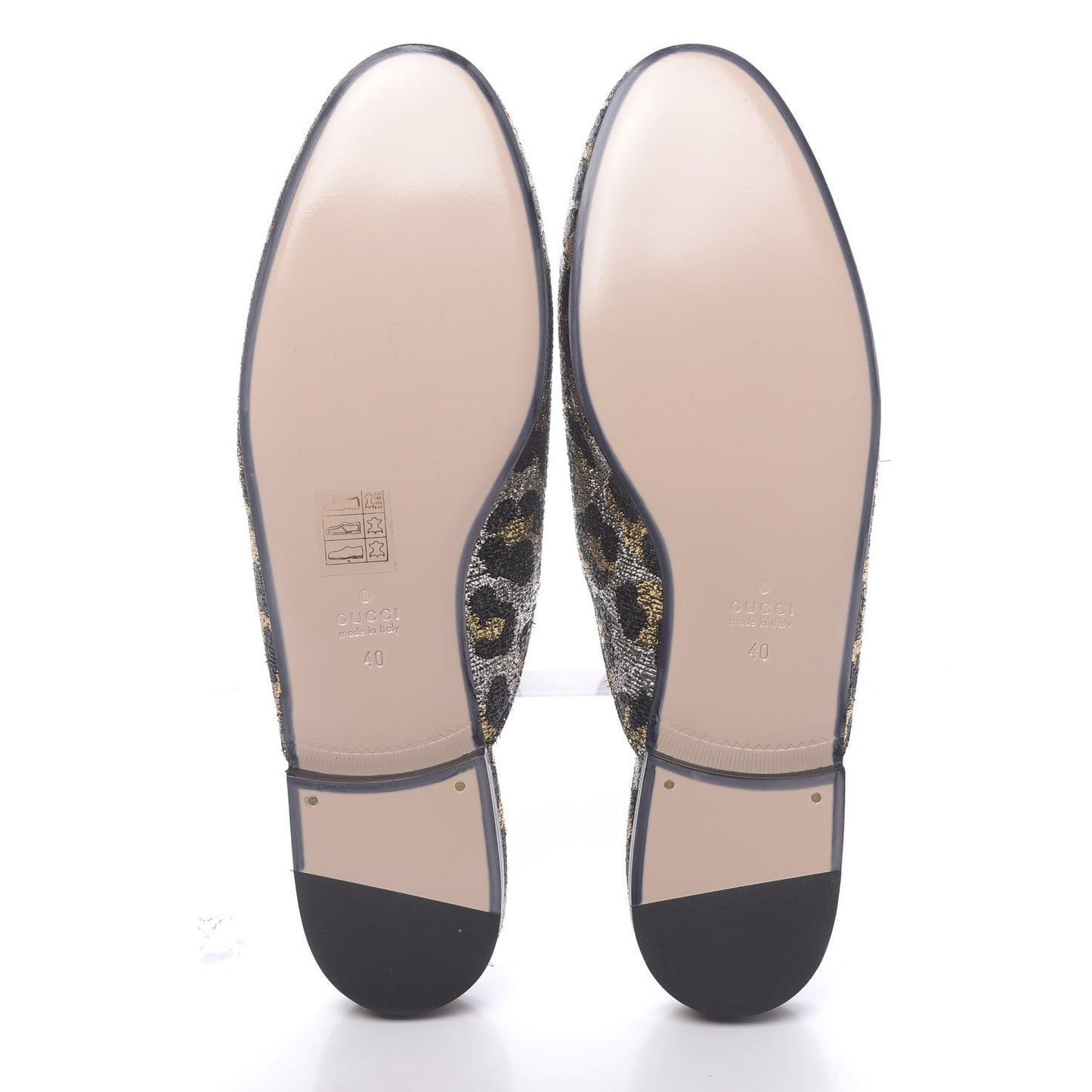 Lurex Jacquard Leopard Embroidered Princetown Slippers 40 Black Gold