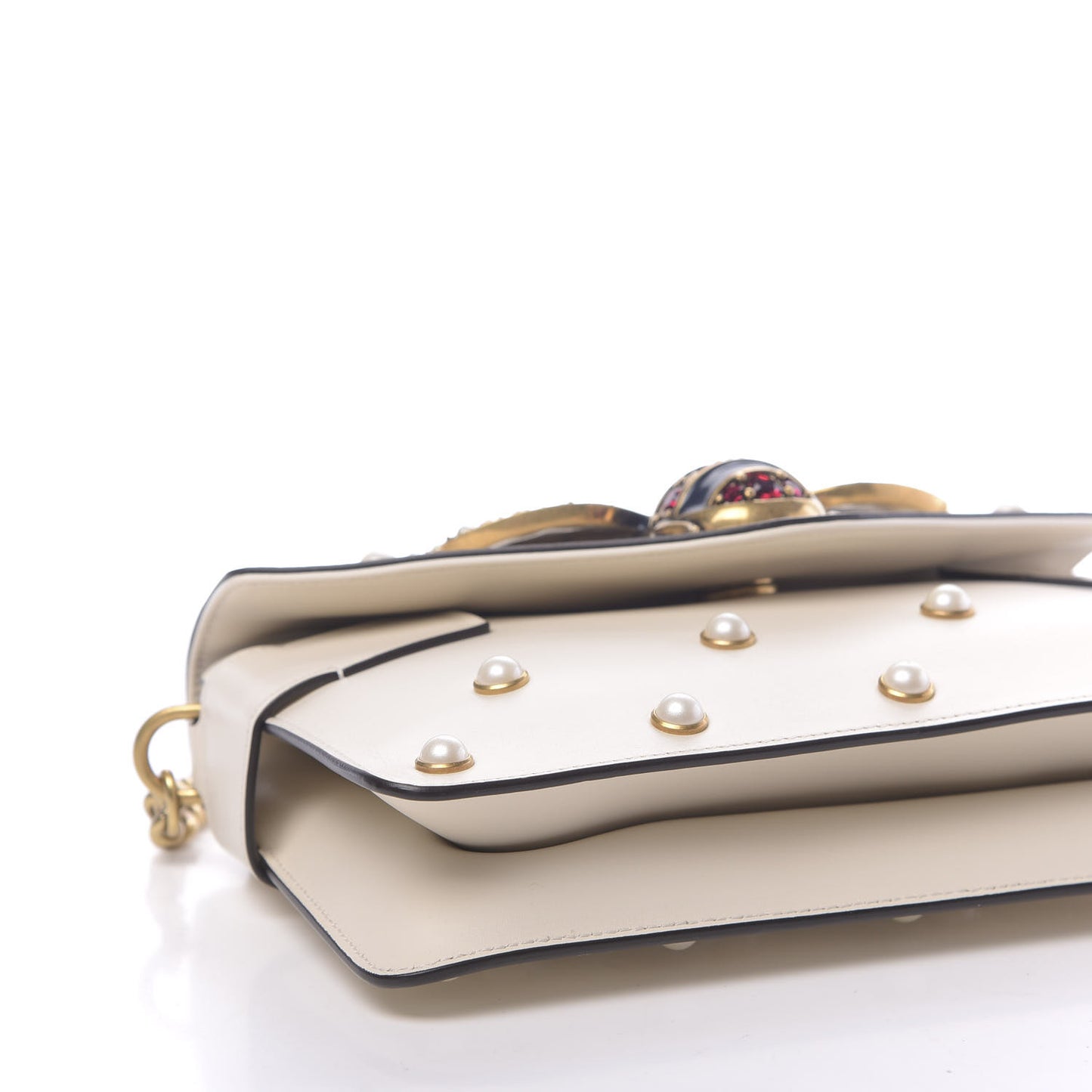 Nappa Pearl Studded Mini Queen Margaret Broadway Shoulder Bag Mystic White