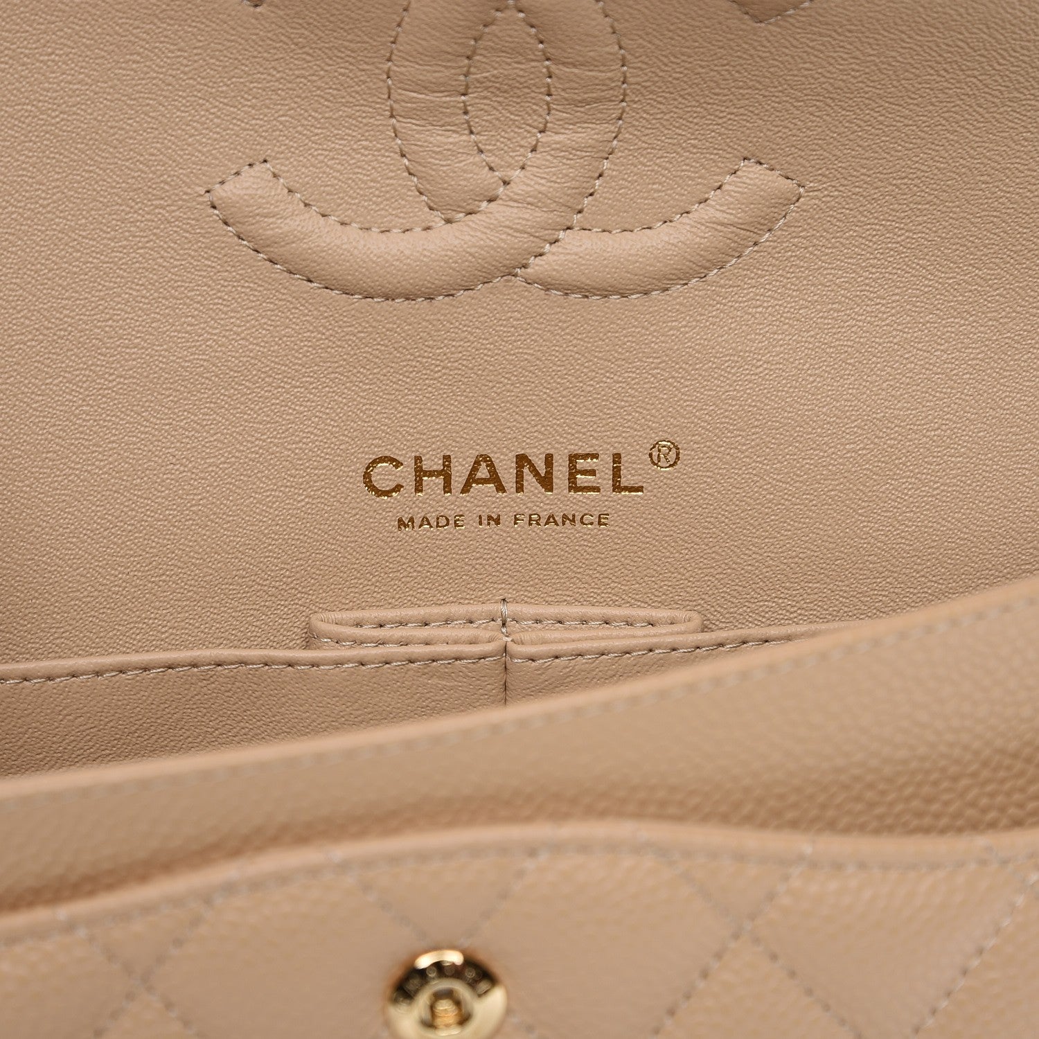 Chanel Caviar Quilted Medium Double Flap Beige Clair 6 of 7