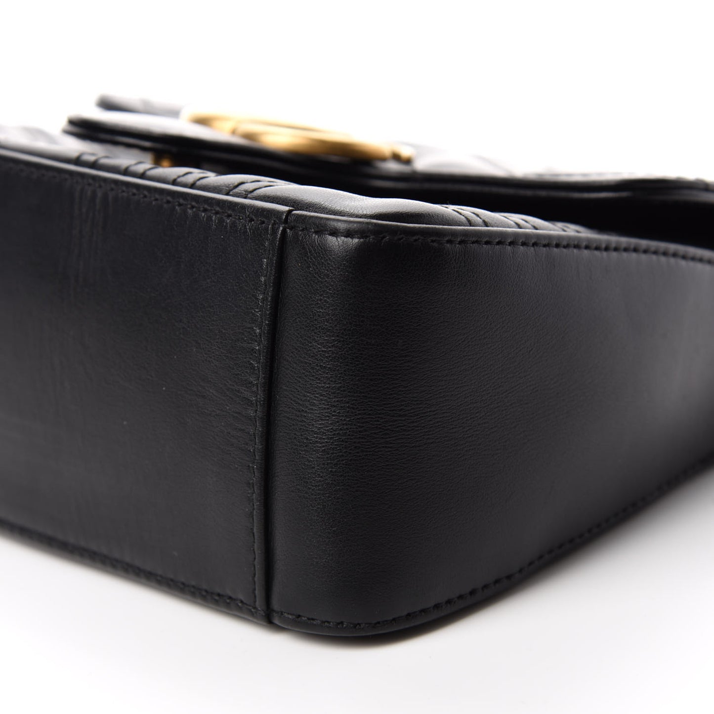 Calfskin Matelasse Mini GG Marmont Top Handle Shoulder Bag Black