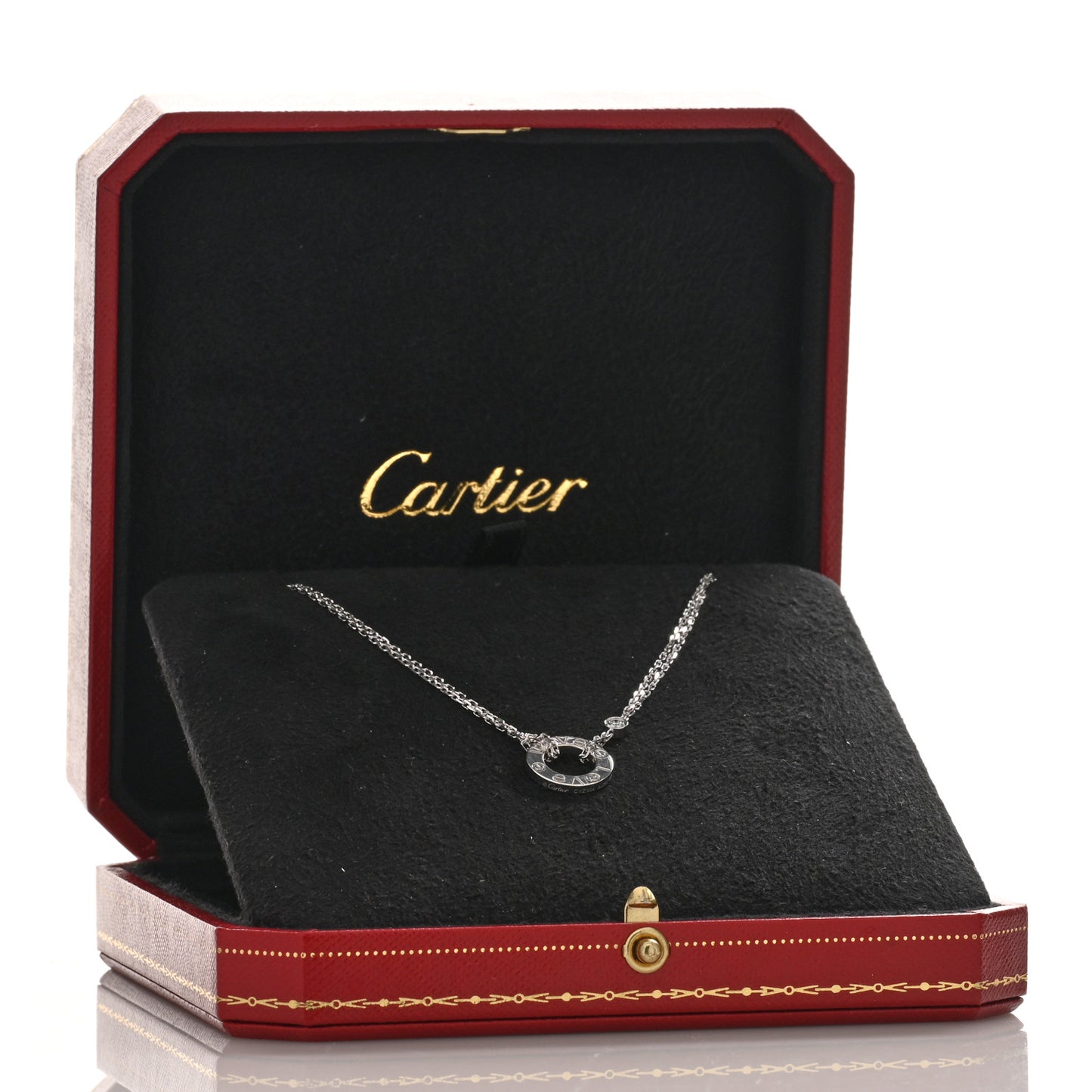 18K White Gold 2 Diamond LOVE Necklace