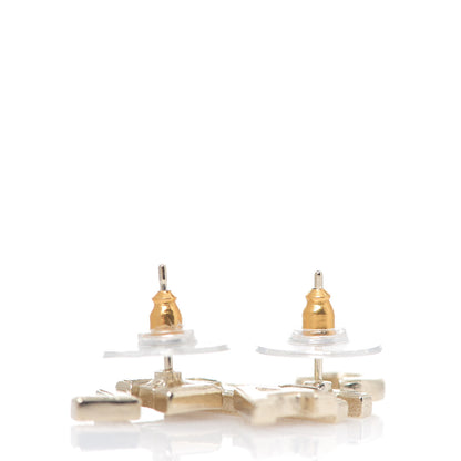Chanel Crystal Pearl Signature Stud Earrings Gold 2 of 3