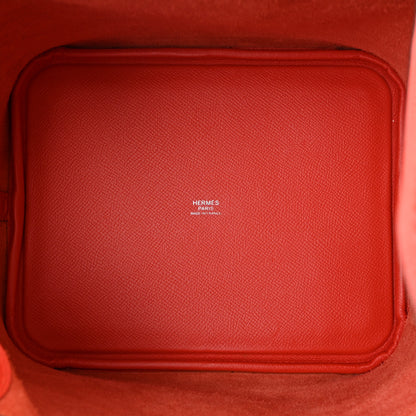 Hermes Epsom Tressage De Cuir Picotin Lock 22 MM Rouge Coeur Bleu du Nord Rouge H 5 of 10