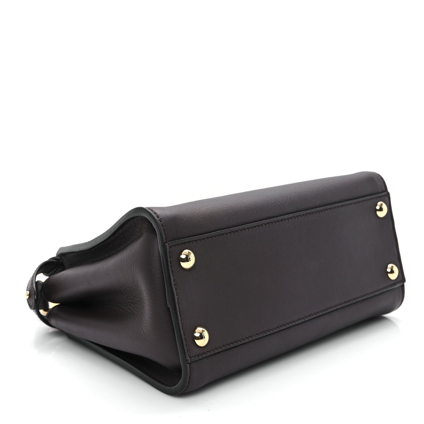 Vitello Seta Suede FF Mini Peekaboo Iconic Satchel Chocolate