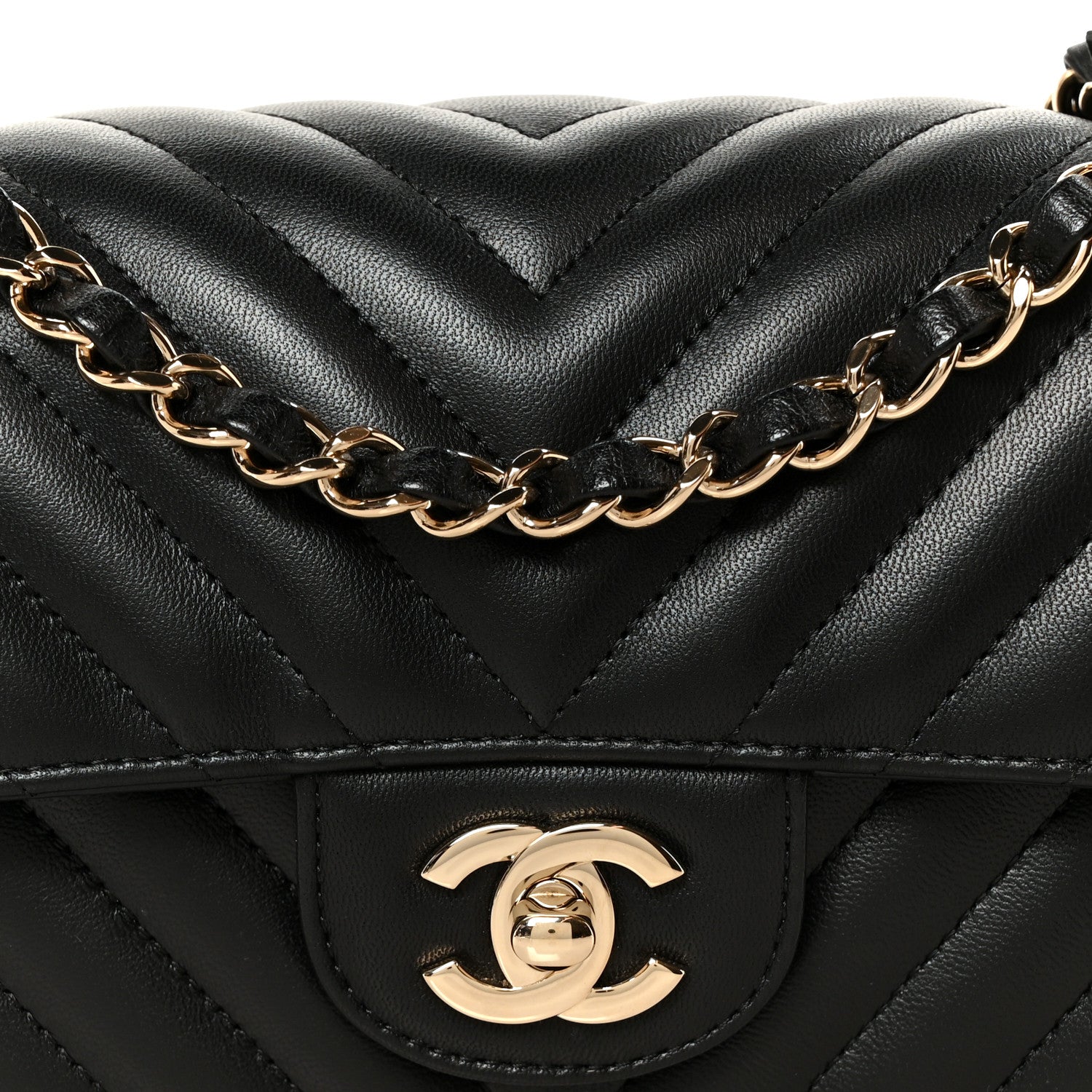 Chanel Lambskin Chevron Quilted Mini Rectangular Flap Black 9 of 12