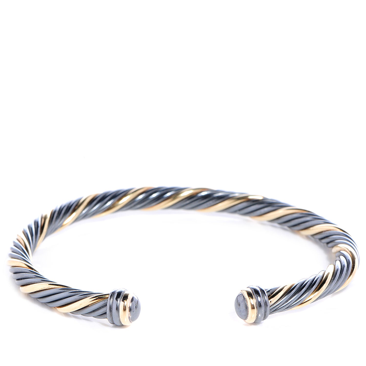 David Yurman Darkened Sterling Silver 18k Gold Black 5mm Cable Bracelet 1 of 5