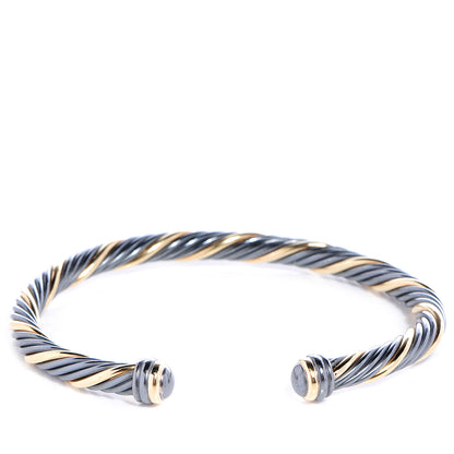 David Yurman Darkened Sterling Silver 18k Gold Black 5mm Cable Bracelet 1 of 5