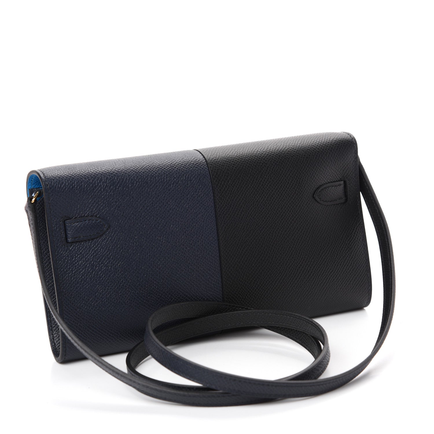 Hermes Epsom Casaque Kelly Wallet To Go Black Bleu Indigo Bleu Frida 3 of 10