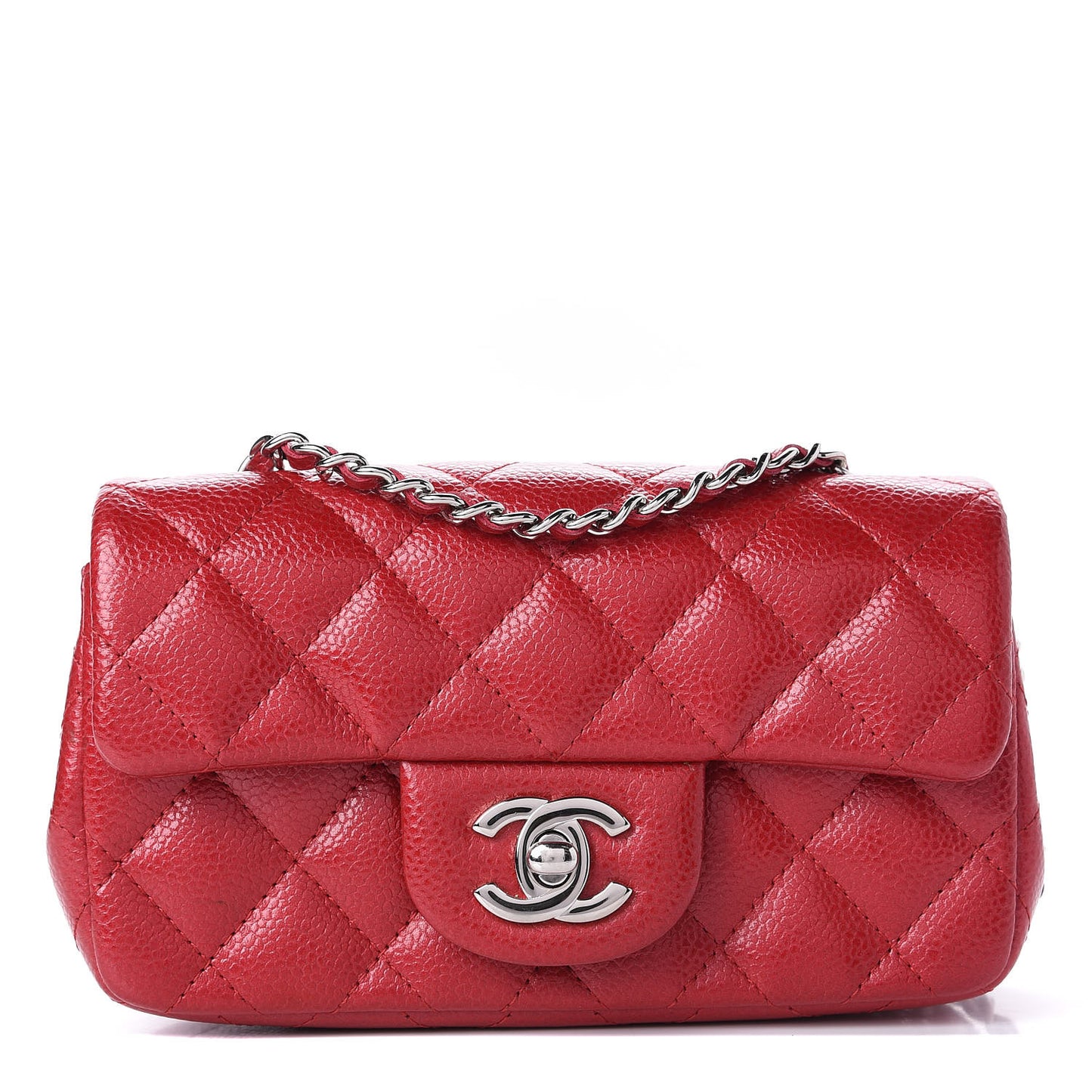 Caviar Quilted Extra Mini Flap Red