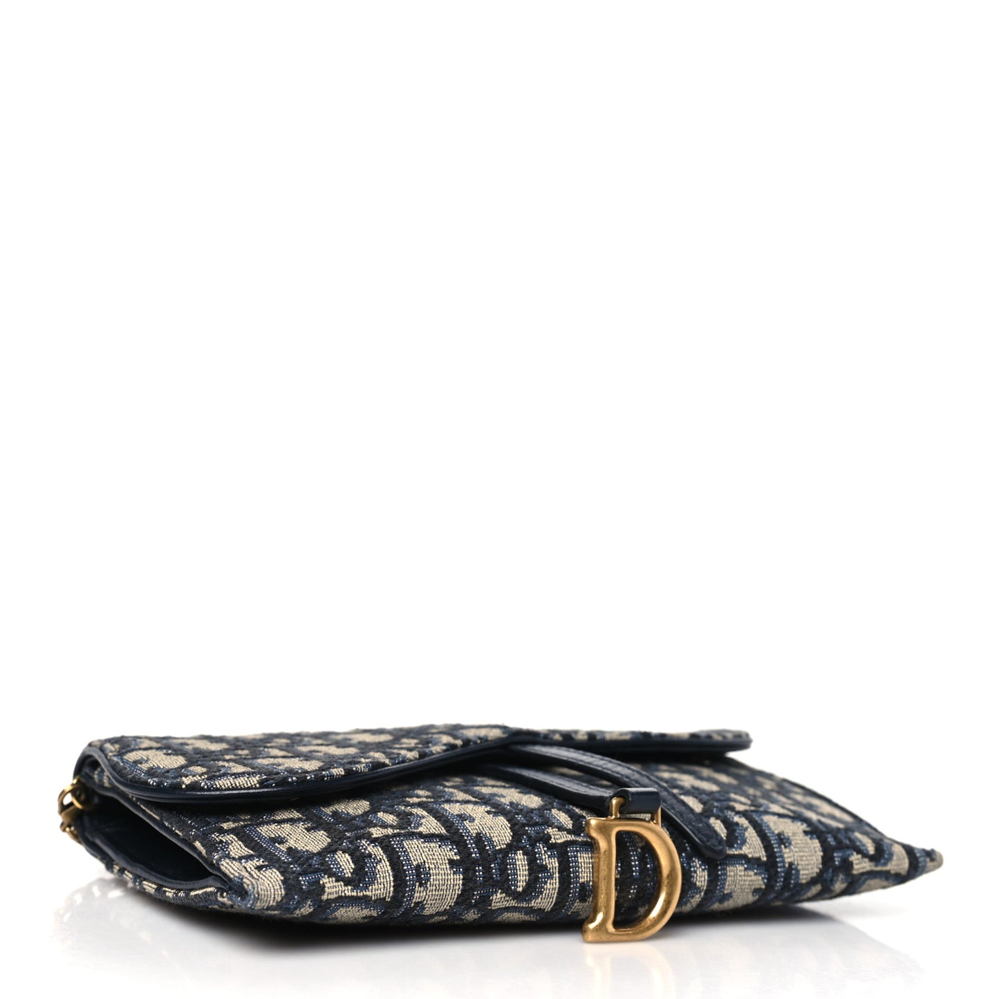 CHRISTIAN DIOR Oblique Saddle Chain Long Wallet Blue