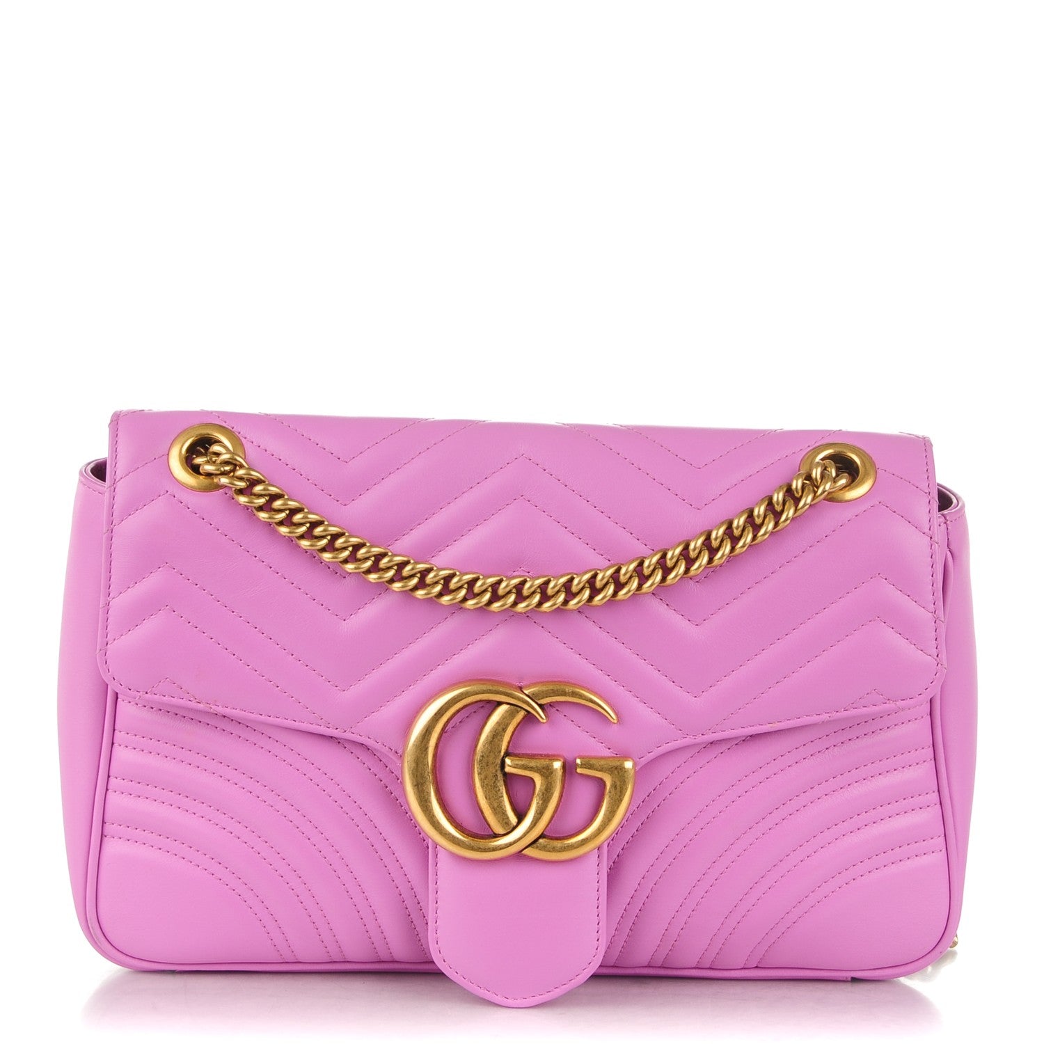 Gucci Calfskin Matelasse Medium GG Marmont Shoulder Bag Candy Mousse 1 of 7