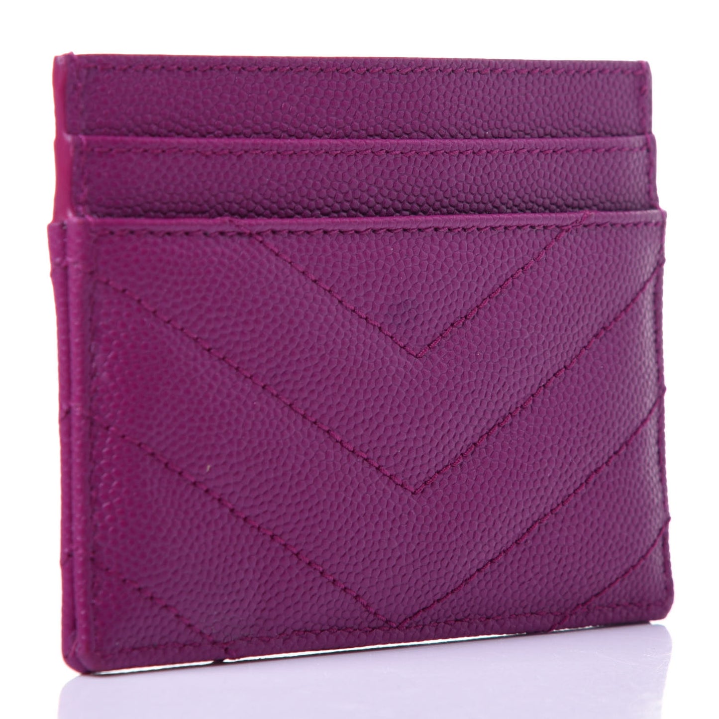 Grain De Poudre Matelasse Chevron Monogram Credit Card Case Dark Grape
