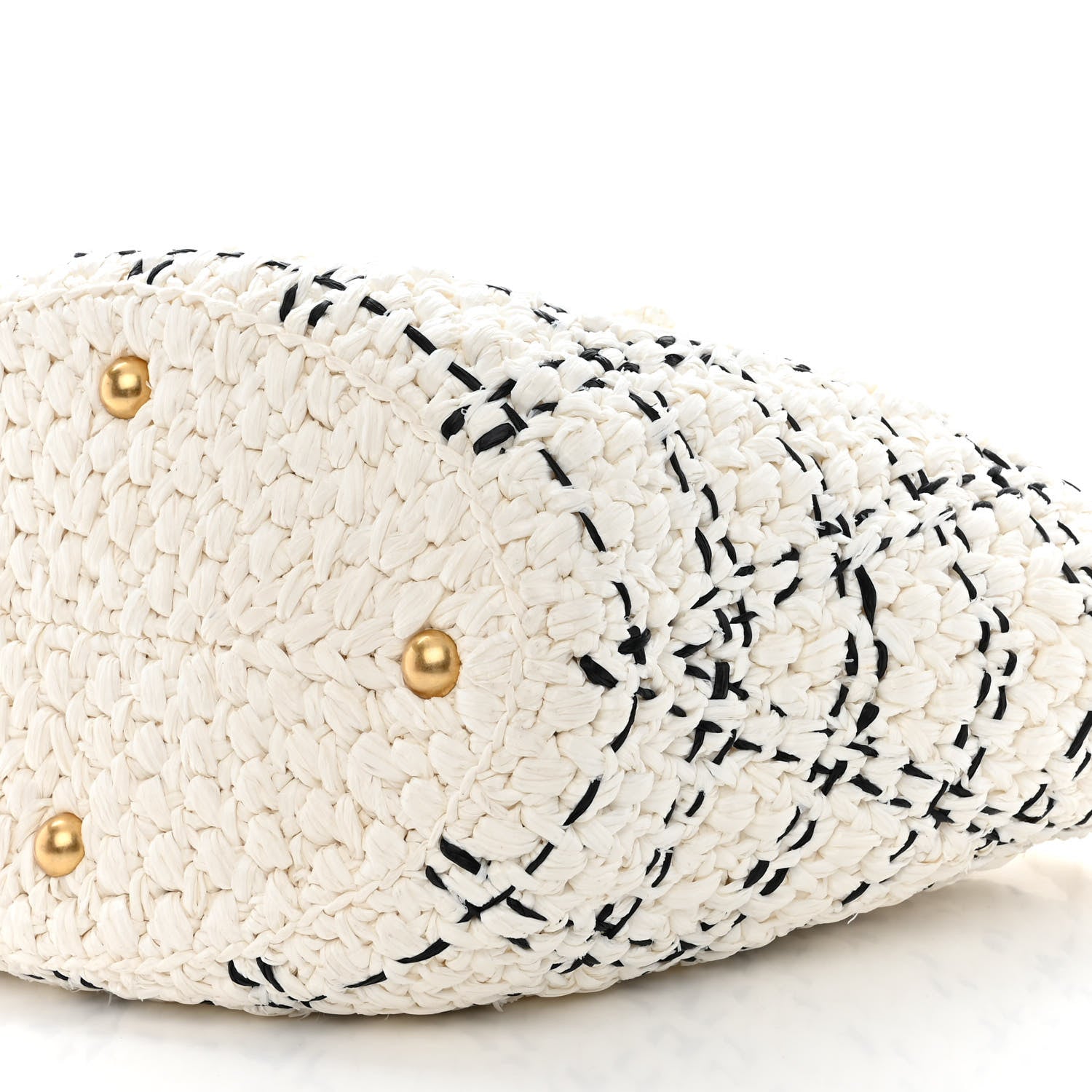 Chanel Raffia Effect Tweed Shopping Tote White Black 10 of 10