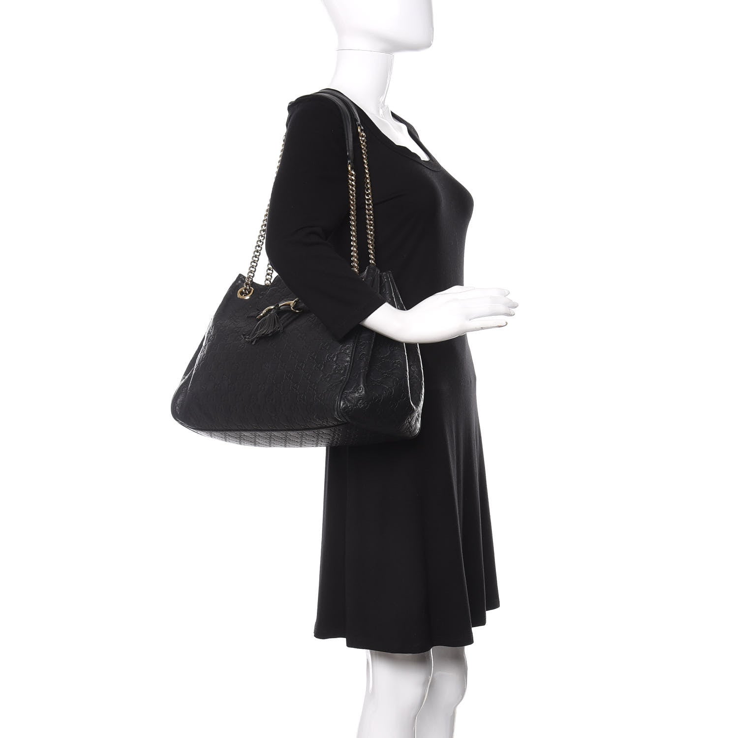 Gucci Guccissima Medium Emily Shoulder Bag Black 2 of 10