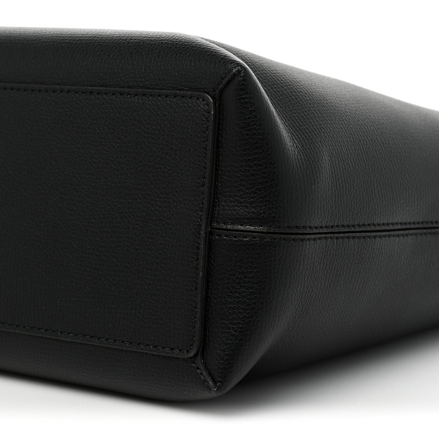 Grainy Calfskin Haymarket Check Small Reversible Tote Black