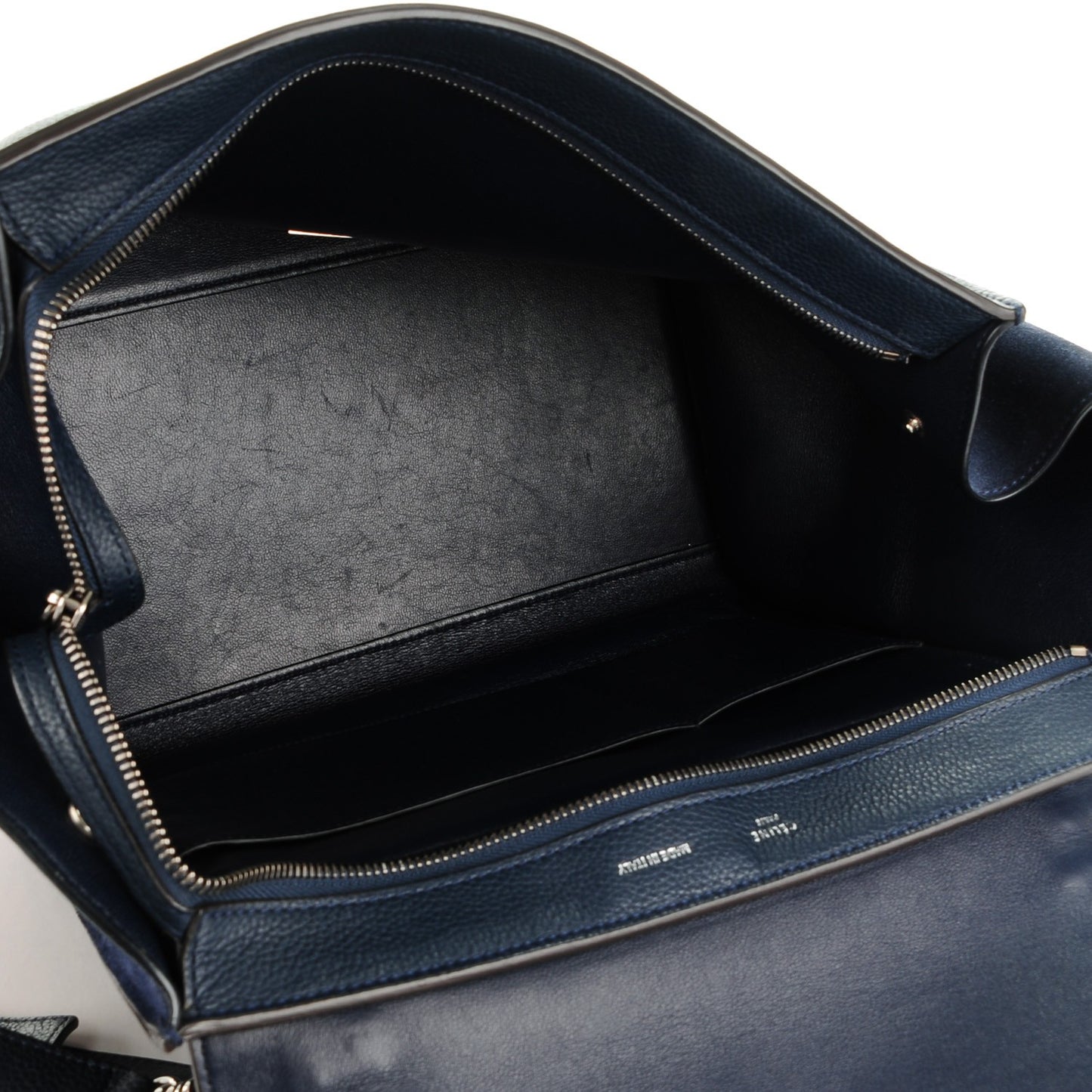 Drummed Calfskin Suede Medium Trapeze Navy
