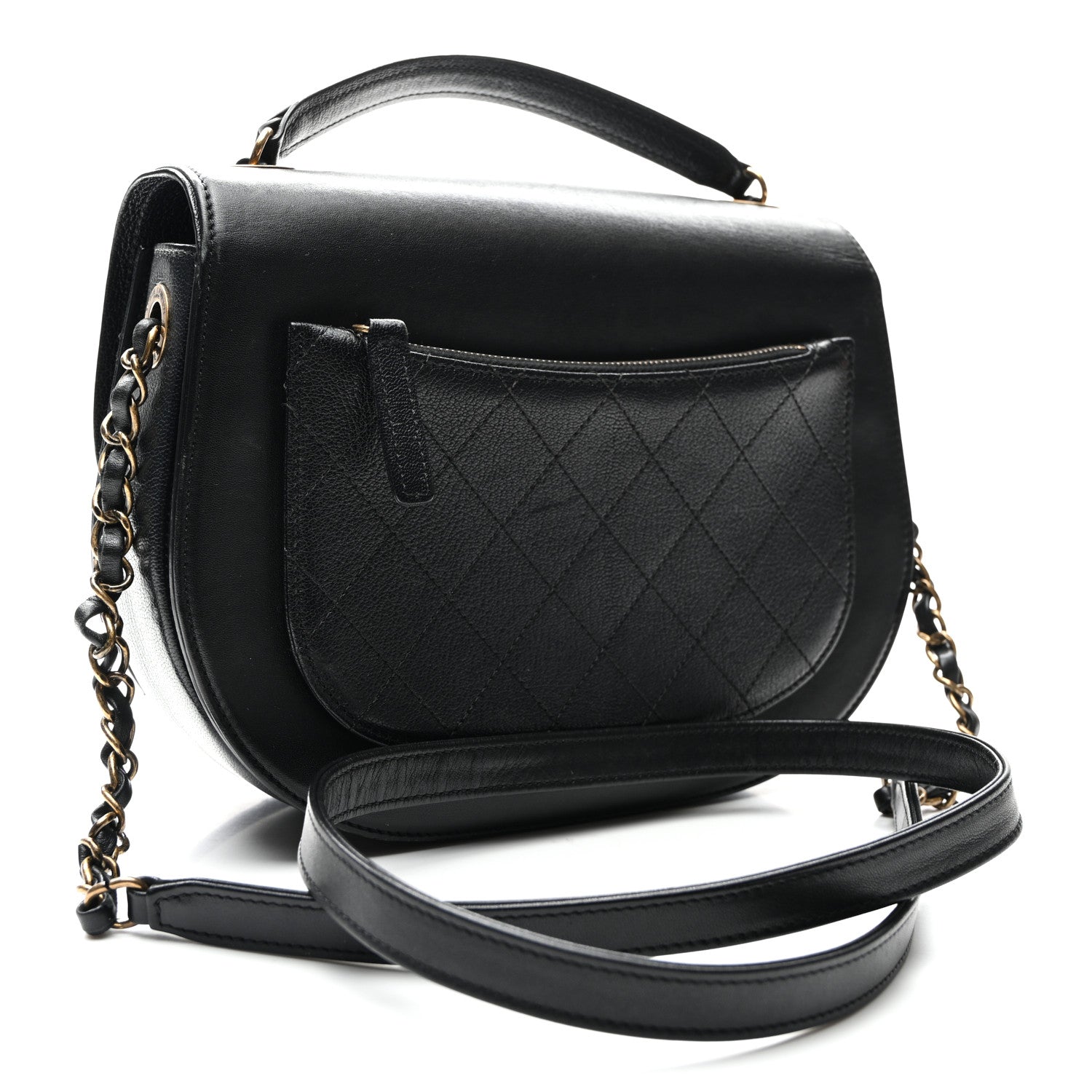 Chanel Shiny Calfskin Goatskin Quilted Medium Coco Curve Messenger Flap Black 3 of 12