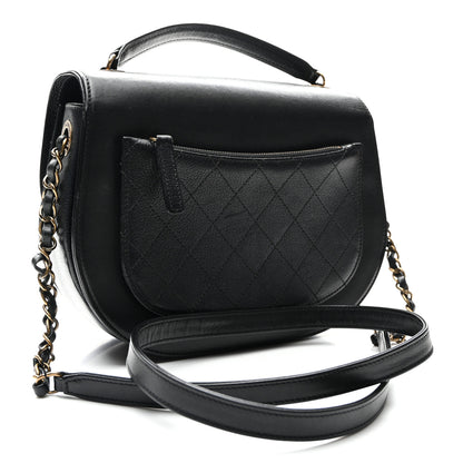 Chanel Shiny Calfskin Goatskin Quilted Medium Coco Curve Messenger Flap Black 3 of 12