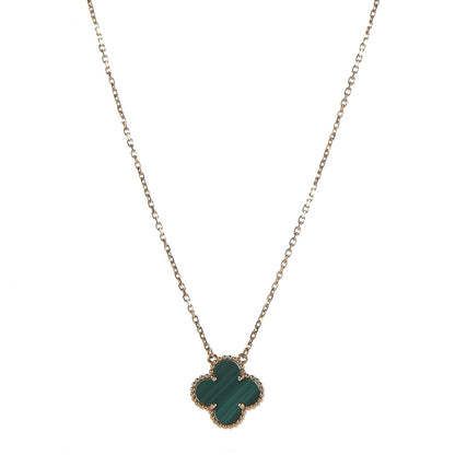 Van Cleef & Arpels 18K Yellow Gold Malachite Vintage Alhambra Pendant Necklace 1 of 7