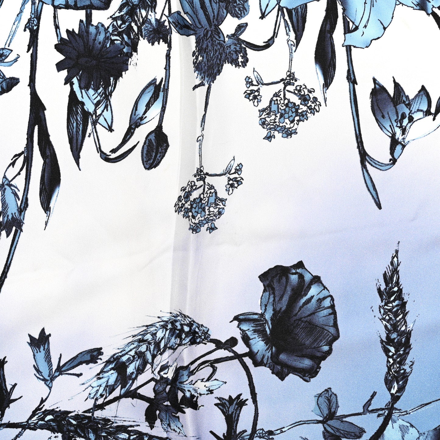 Silk Floral Square Scarf Blue Multicolor