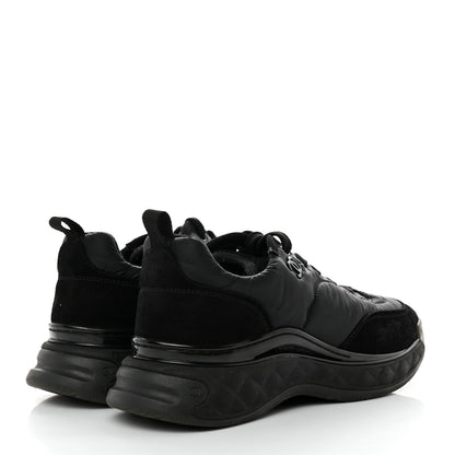 Chanel Nylon Suede Calfskin CC Sneakers 38 Black 4 of 12