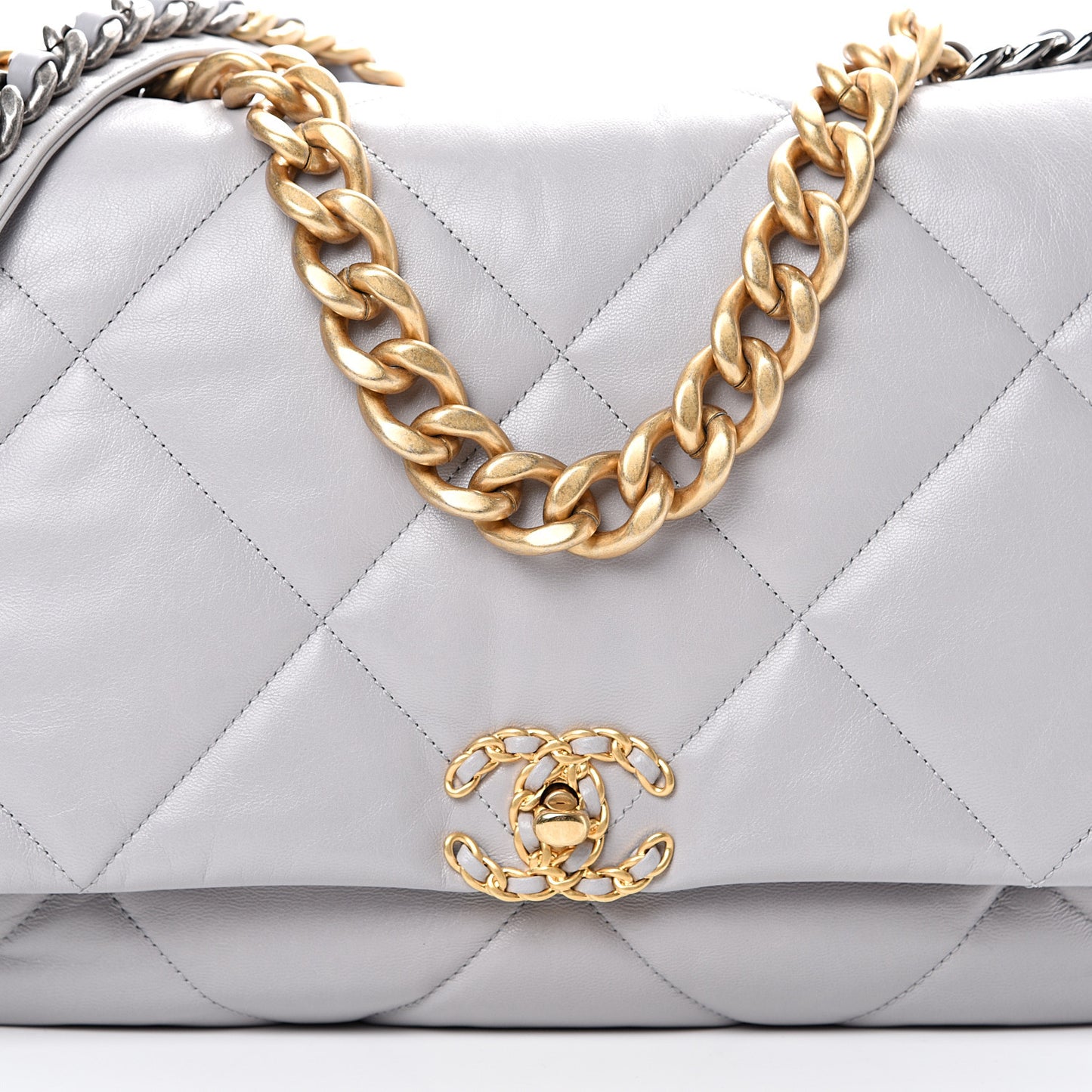 Goatskin Quilted Maxi 19 Flap Grey