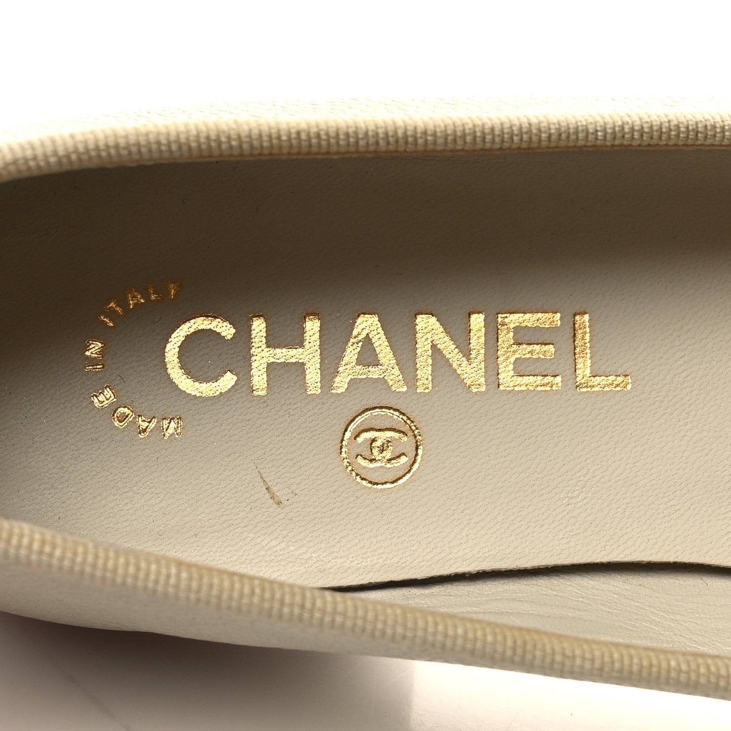Lambskin Cap Toe CC Ballerina Flats 36 Beige