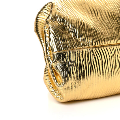 Bottega Veneta Metallic Bark Calfskin Embossed The Pouch Oversized Clutch Oro 8 of 12