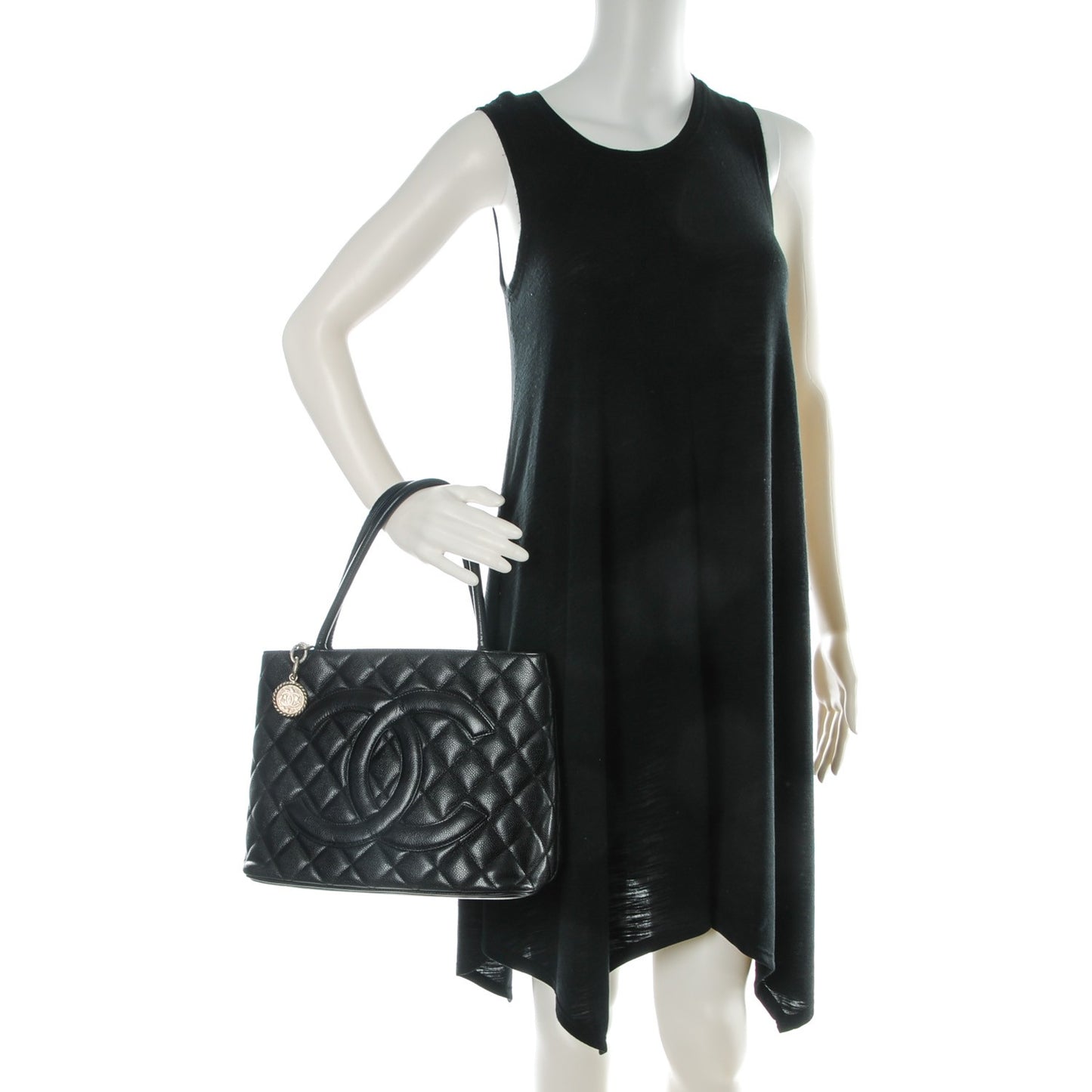 Caviar Quilted Medallion Tote Black