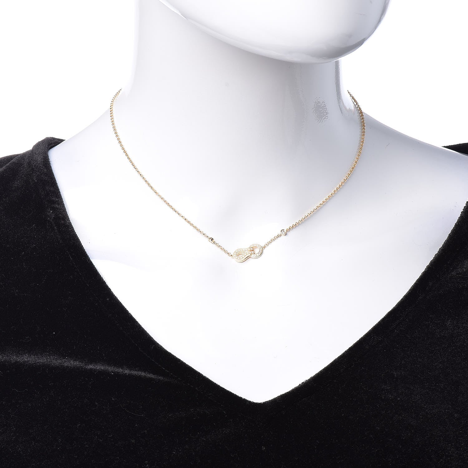 Cartier 18K Yellow Gold Diamond Agrafe Pendant Necklace 2 of 6