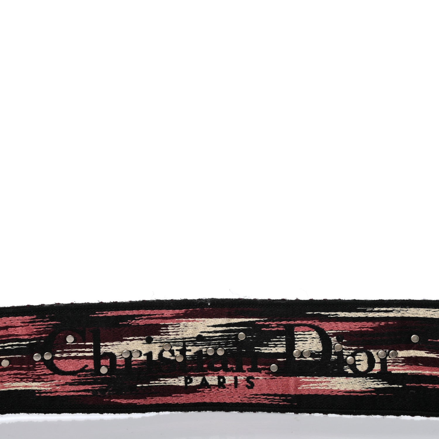 Christian Dior Canvas Embroidered Studded Shoulder Strap Burgundy 4 of 5