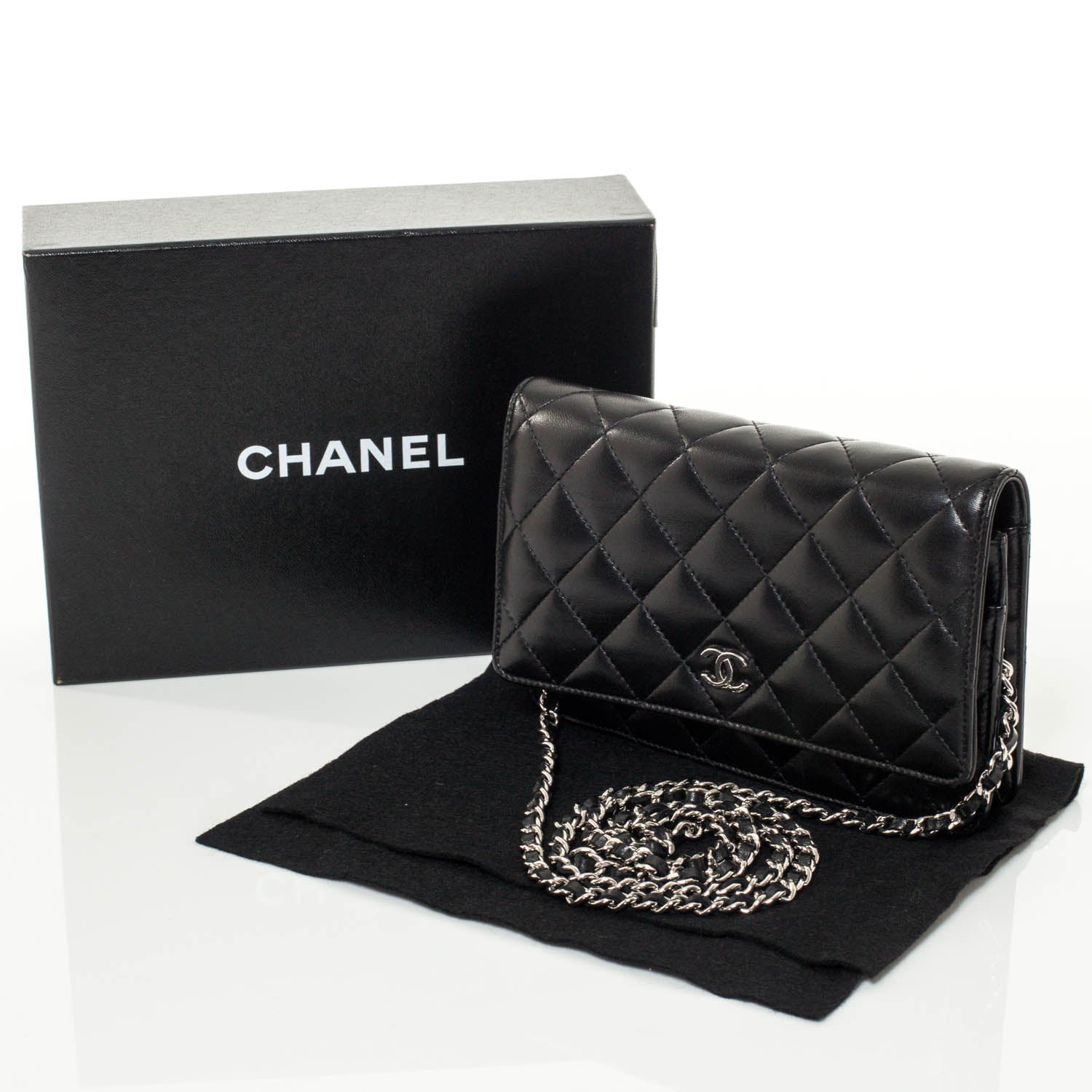 Chanel Lambskin Quilted Wallet On Chain WOC Black 9 of 10