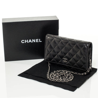 Chanel Lambskin Quilted Wallet On Chain WOC Black 9 of 10