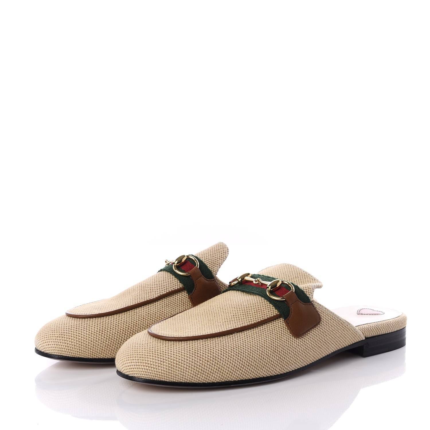 Gucci Canvas Vintage Charlotte Web Princetown Slippers 36 Sand Cuir 2 of 10