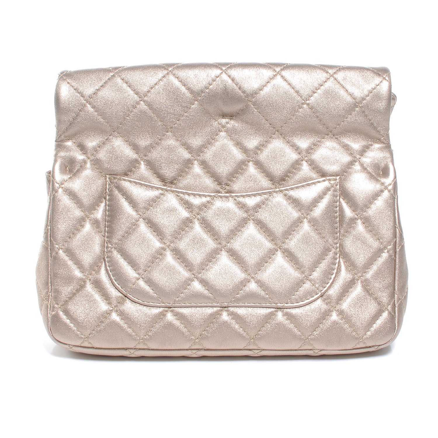 Chanel Calfskin Quilted Roll Clutch Metallic Gold 3 of 8