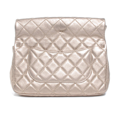 Chanel Calfskin Quilted Roll Clutch Metallic Gold 3 of 8