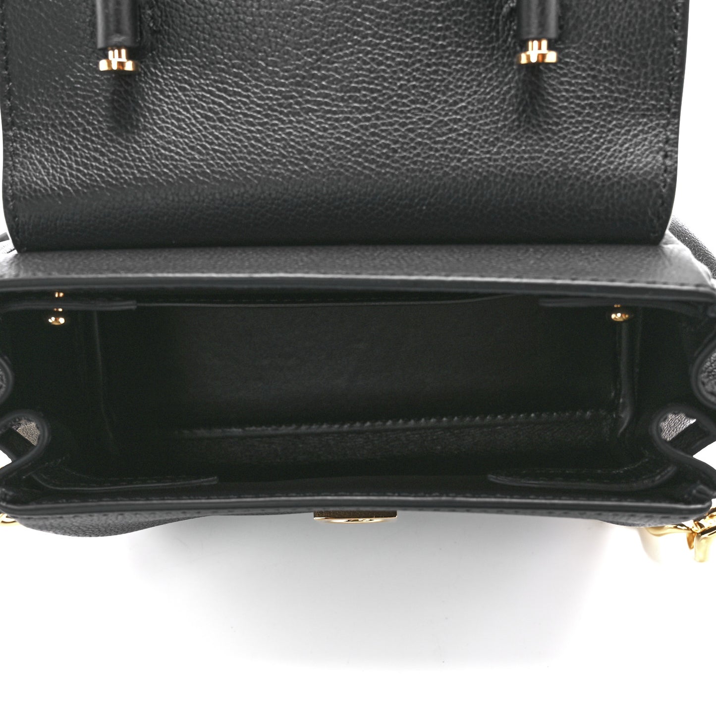 Grained Calfskin Small La Medusa Top Handle Bag Black