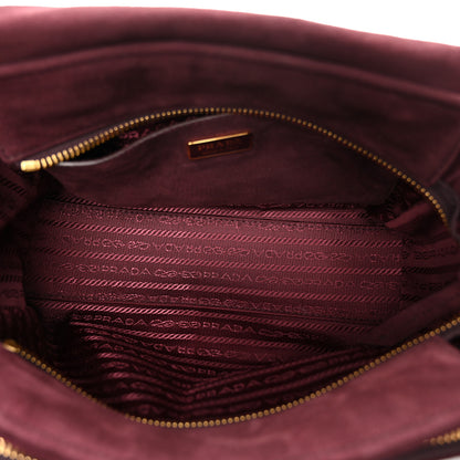 Prada Suede Medium Explore Shoulder Bag Bordeaux 5 of 11