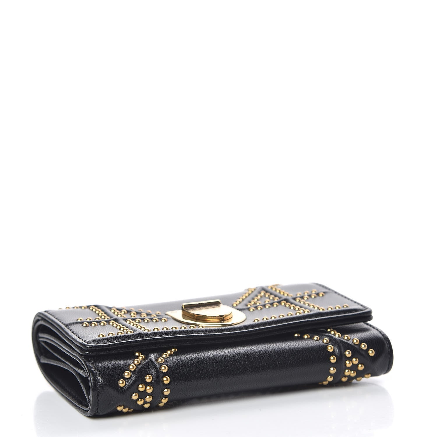 Christian Dior Lambskin Cannage Studded Diorama Elancee Wallet Black 4 of 7
