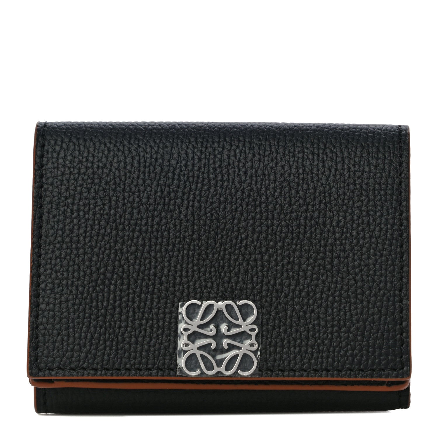 Loewe Grained Calfskin Anagram Trifold Wallet Black 1 of 10