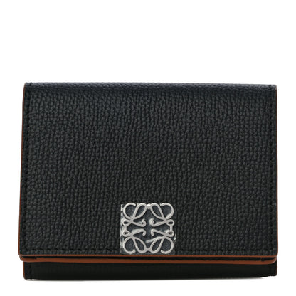 Loewe Grained Calfskin Anagram Trifold Wallet Black 1 of 10