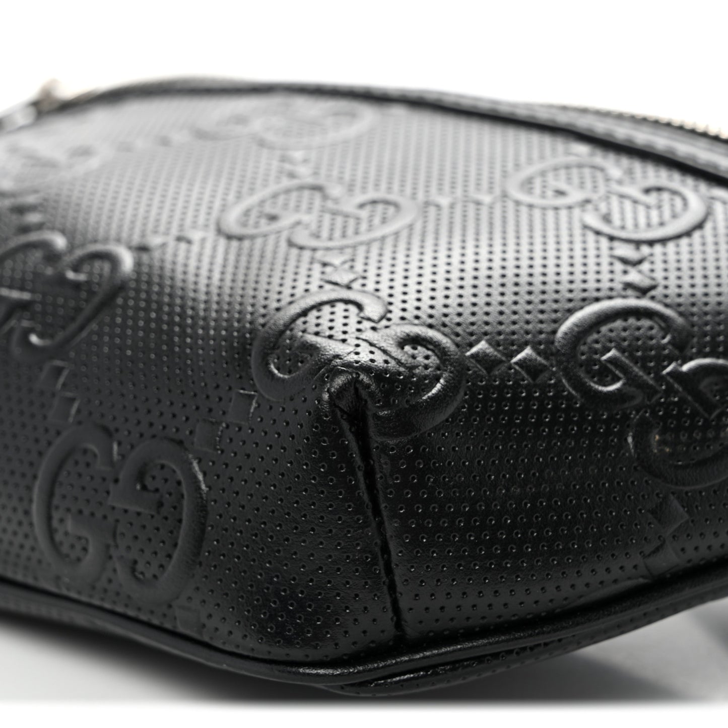 Calfskin GG Tennis Embossed Belt Bag Black
