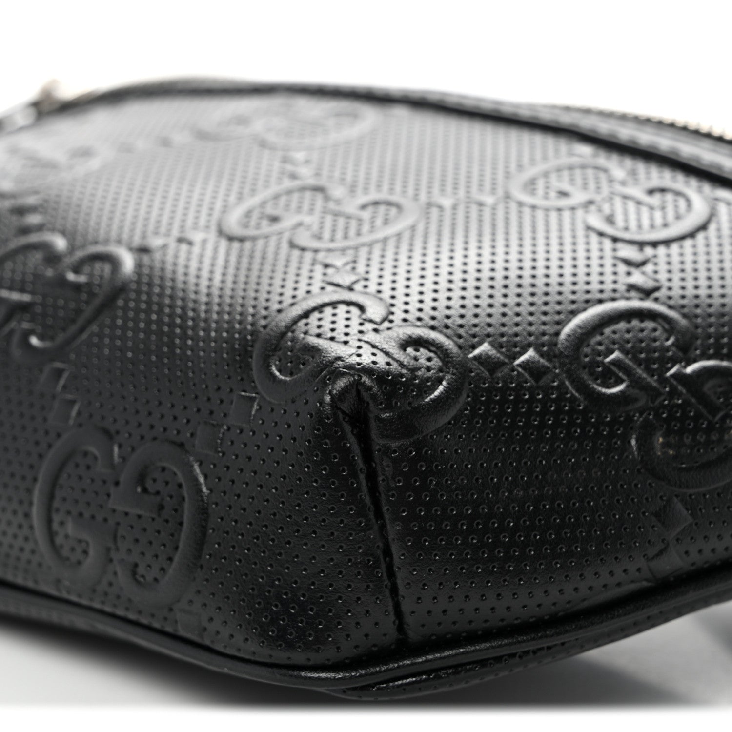 Gucci Calfskin GG Tennis Embossed Belt Bag Black 10 of 11