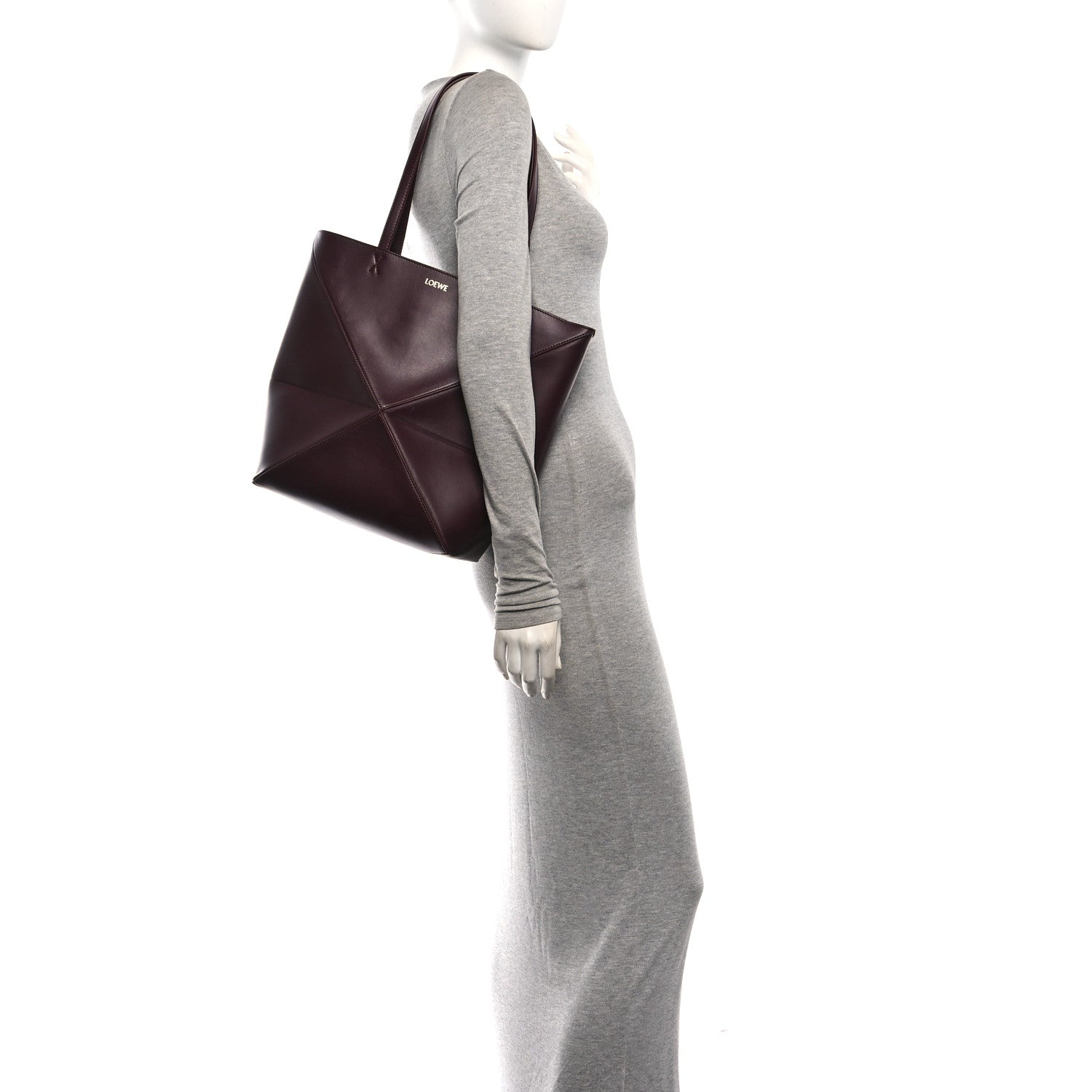 Loewe Shiny Calfskin Medium Puzzle Fold Tote Dark Burgundy 2 of 10