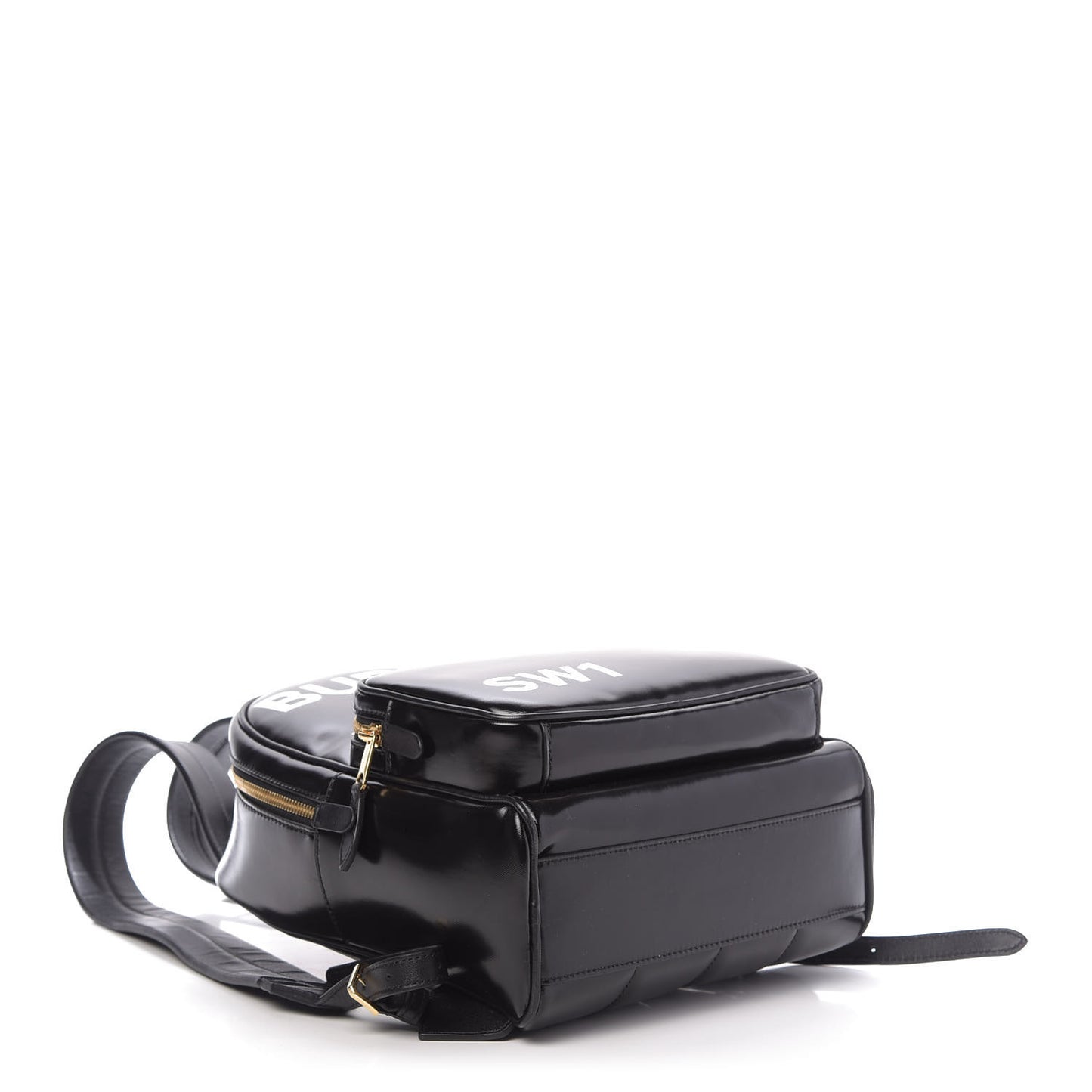 Coated Canvas Horseferry Print Backpack Black