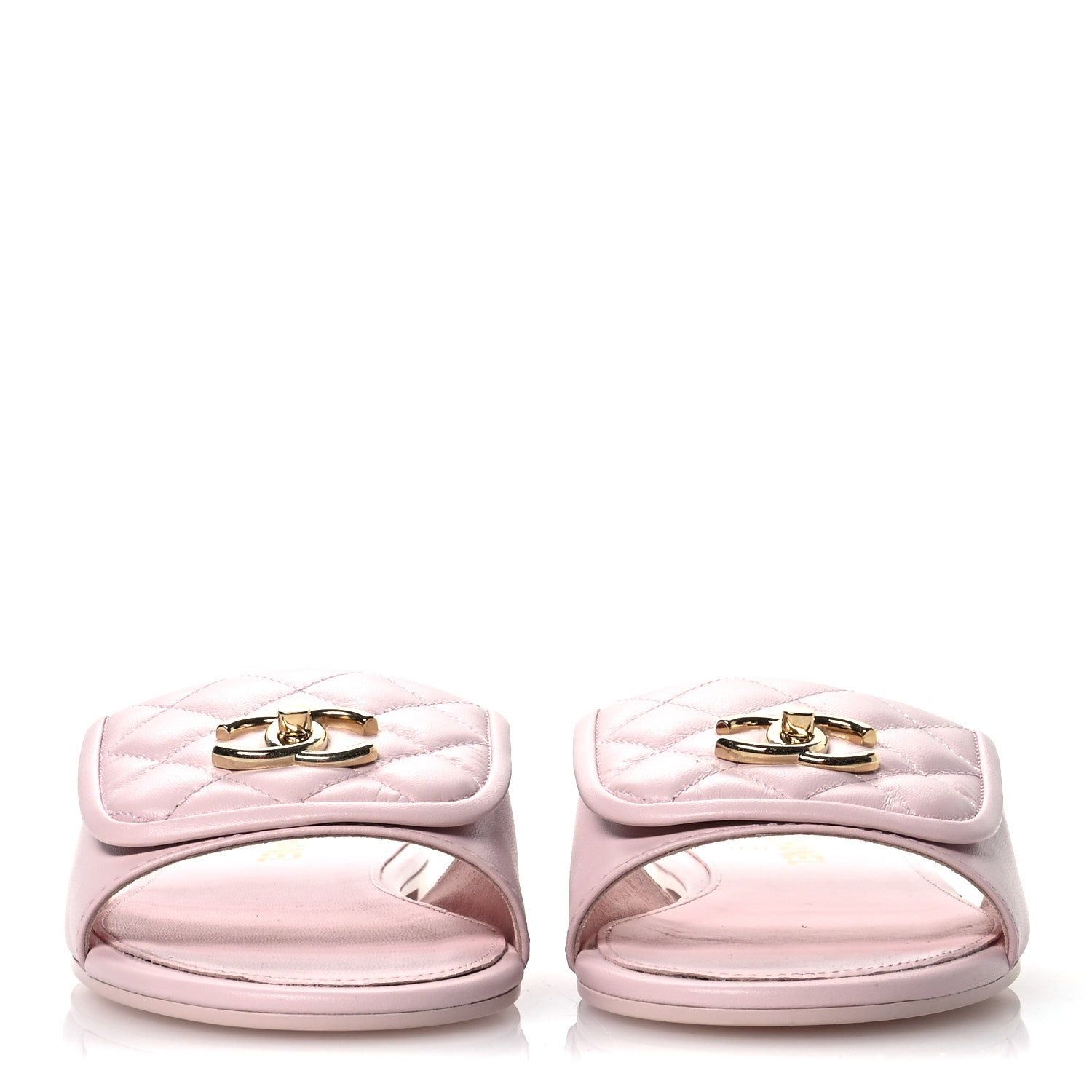 Chanel Lambskin Quilted Turnlock Flat Mules 41 Light Pink 3 of 9