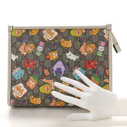 Gucci GG Supreme Monogram Animal Kawaii Cosmetic Case Multi White 2 of 8