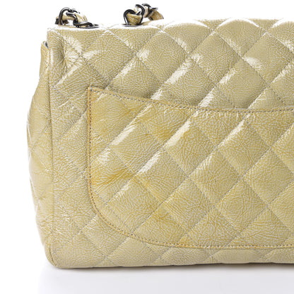 Chanel Crinkled Patent Quilted Jumbo Single Flap Light Beige 12 of 16